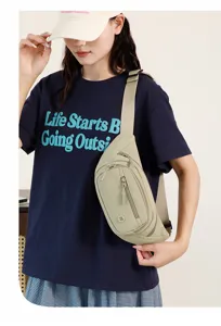 Fashion nylon fanny pack for women, casual chest bag and shoulder bag with zipper.