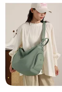 Large capacity green nylon dumpling shoulder bag multi-function casual daypack for women