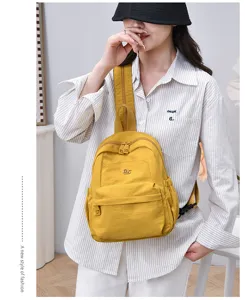 Korean style lightweight yellow mini backpack casual women travel book bag daily commuter