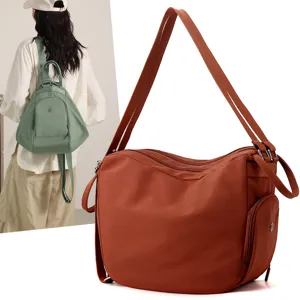 Large Capacity Nylon Dumpling Bag Convertible Crossbody Backpack Casual Commuter Travel Bag