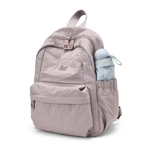 Korean style lightweight casual backpack for women, large capacity daypack, mauve school bag