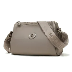Women Waterproof Nylon Shoulder Bag Casual Commuter Crossbody Bag Fashion Solid Color Zipper Handbag Daily Purse