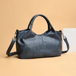 Women large capacity shoulder bag urban simple soft PU leather handbag daily commuter tote