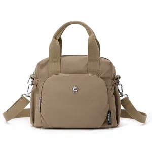 Sac bandoulière décontracté en nylon pour femme sac à main léger avec poignée kaki mode