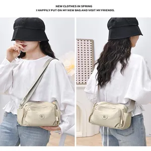 Casual nylon shoulder crossbody bag in beige color for women daily commute style new