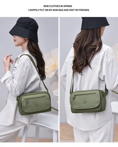 Women nylon crossbody bag multi layer lightweight casual shoulder bag casual daily use