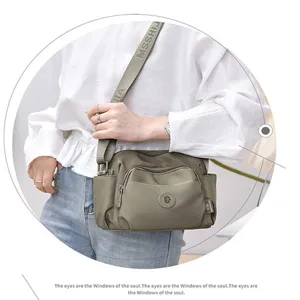 Nylon shoulder bag for women, large capacity crossbody bag with multiple pockets for daily work.