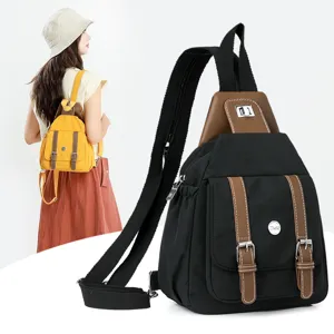 Zaino piccolo convertibile da donna, mini zainetto casual in tela con dettagli in pelle.