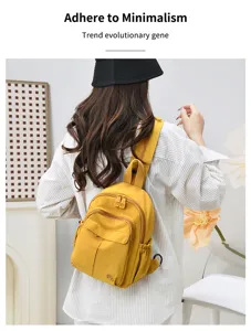 Women waterproof nylon backpack casual lightweight school daily commute daypack yellow