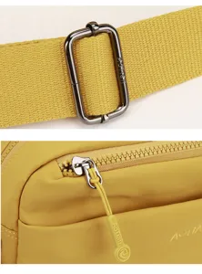 Borsa a tracolla casual gialla cinturino e dettaglio cerniera lampo per le donne