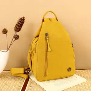 Stylish womens nylon chest bag casual multi layer crossbody sling backpack for outdoor travel