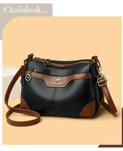 Women Crossbody Shoulder Bag PU Leather Multi Pocket Handbag Casual Satchel Purse