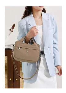 Women nylon crossbody bag multi-compartment casual shoulder handbag khaki daily commute