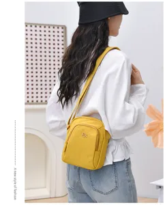 Nylon crossbody bag for women, multi-layer casual shoulder bag with zipper, stylish daily purse.