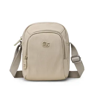 Crossbody bag for women, multi-layer nylon small square shoulder bag, casual everyday purse.