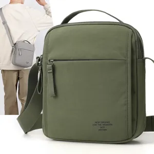 Men casual canvas shoulder bag stylish crossbody handbag commuting multifunctional bag green