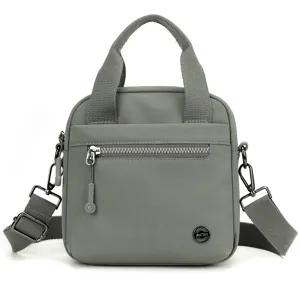 Gray canvas casual shoulder bag lightweight crossbody handbag for women daily travel use