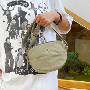 2024 summer new Japanese casual solid color nylon crossbody bag mini shoulder phone bag for women