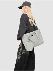 Women multi-compartment tote shoulder bag with small pouch for work daily use style