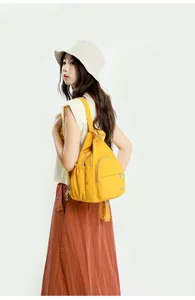 Casual style yellow multi-use backpack lightweight crossbody shoulder bag for women daily fashion.