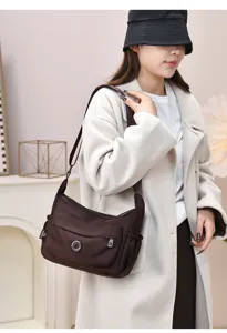 Stylish women nylon crossbody shoulder bag casual multi-pocket multi-functional handbag