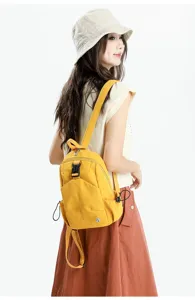 Detail view of lightweight women travel backpack, casual oxford cloth school bag.