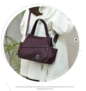 Stylish women nylon shoulder crossbody bag, casual large capacity travel tote handbag daily use.