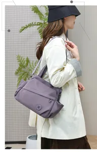 Casual nylon shoulder bag for women, versatile large capacity crossbody tote bag.