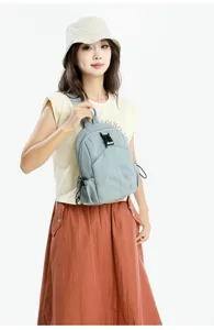 Lightweight casual backpack for women daily travel, stylish grey oxford fabric school bag.