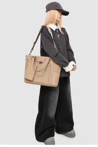 Women Quilted Cooler Tote Bag Insulated Lunch Work Handbag Multi-Compartment Beige