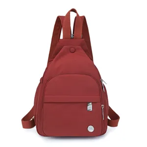 Trendy red multi-functional casual backpack stylish sling chest bag for women lightweight daily use