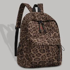Damen Casual Pendeln College Stil Grosse Kapazität Leopardenmuster Oxford-Stoff Rucksack Reise