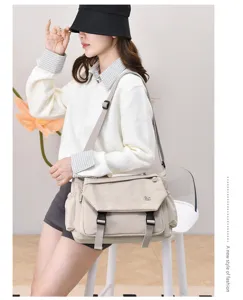 Unisex Japanese style functional messenger crossbody bag with large capacity and multi pockets.