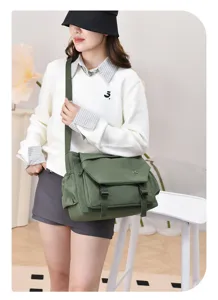 Japanese minimalist waterproof messenger bag, large capacity unisex casual crossbody shoulder bag.