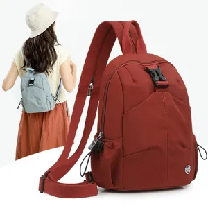 Lightweight Casual Nylon Backpack For Women Large Capacity Travel Bookbag Solid Color Daily Daypack