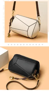 Elegante geometrische Puzzle Umhängetasche mit Metallanhänger, modische Crossover-Tasche.
