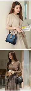 Elegante PU-Leder Umhängetasche mit Top-Handle und verstellbarem Schultergurt für Damen.