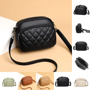 Mini Borsa a Tracolla da Donna in Pelle PU Trapuntata Casual Quotidiana Borsa a Mano Semplice alla Moda con Cerniera