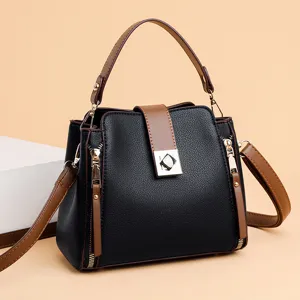 Modische Damen Eimer Tasche PU Leder Umhängetasche Handtasche mit Griff und großem Stauraum.