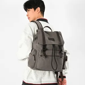 Modischer, grosser Laptop-Segeltuch-Rucksack für Damen und Herren, Freizeit-Reise-Schultasche.