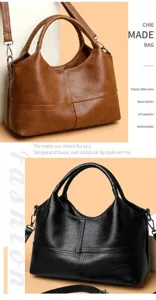 Borsa a tracolla vintage in pelle PU da donna, elegante borsa a mano casual giornaliera.