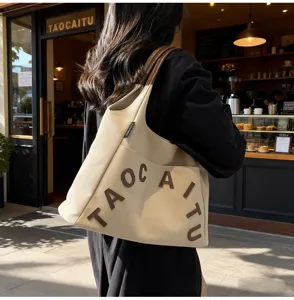 2026 New Large Capacity Tote Bag Women Letter Embroidery Shoulder Bag Commuter Style