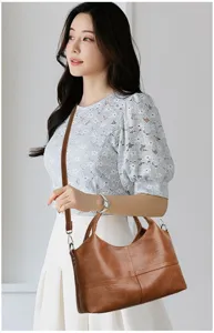Borsa a tracolla vintage da donna, borsa casual elegante in pelle PU di alta qualità.