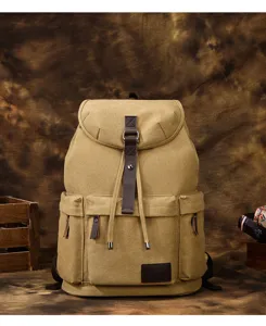 Zaino vintage in tela da uomo, borsa porta pc resistente per viaggi e grande capacità.