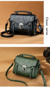 Classic retro PU leather handbag and crossbody shoulder bag for women with chic metal lock.