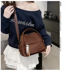 Minimalist nylon crossbody bag for women, stylish casual waterproof shoulder handbag large cap.