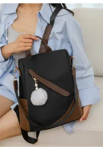 Eleganter Damen Rucksack Kontrastfarbe grosser Kapazitaet Freizeit Schultertasche Alltag