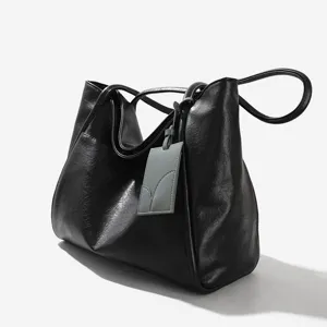 Women Large Capacity PU Leather Tote Bag Fashion Versatile Single Shoulder Commuter Handbag Minimalist Casual Tote