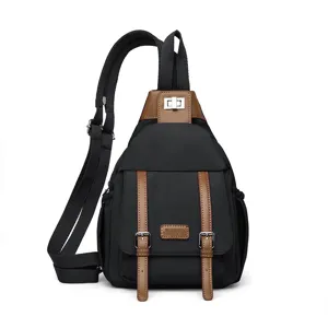 Damen Retro Nylon Umhängetasche Brusttasche lässig leicht vielseitiger kleiner Rucksack