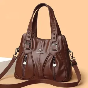 Damen Weich PU Leder Umhängetasche Große Kapazität Lässig Unterarm Handtasche Vintage Tägliche Pendler Handtasche